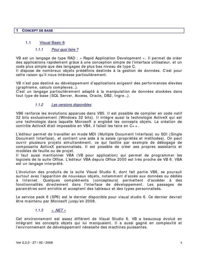 Introduction à Visual Basic 6 | PDF | Visual Basic for Applications ...