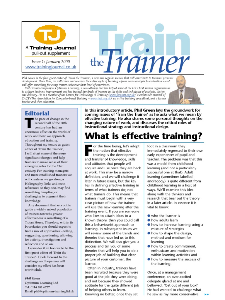 Train The Trainer From Training Journal | PDF | Instructional Design ...