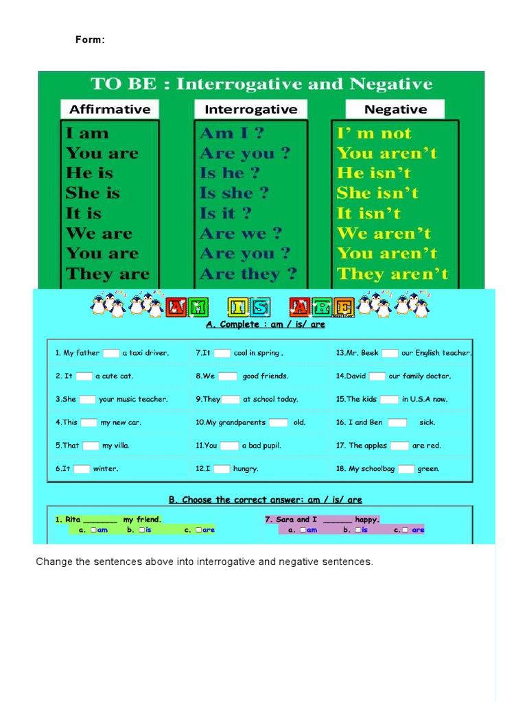 Interrogative and Negative Sentences Worksheet | PDF