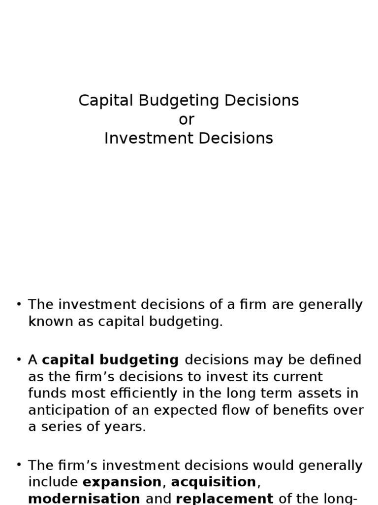 Capital Budgeting and Investment Decisions | PDF | Net Present Value ...