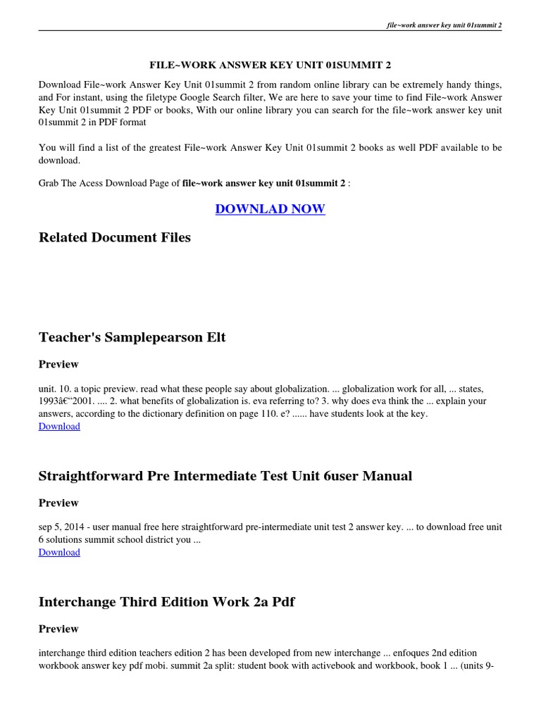 Free Worksheet Language Handbook Worksheets Answer Key Online filework answer key unit 01summit 2 pdf