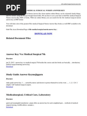 Introduction To Medical Surgical Nursing Answer Key Pdf - 