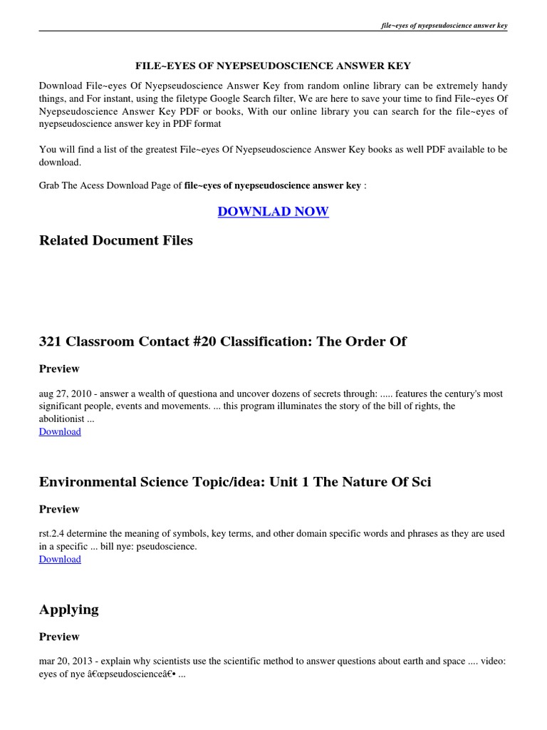 Worksheets Answer Key To Science Worksheets eyes of nye pseudoscience worksheet science