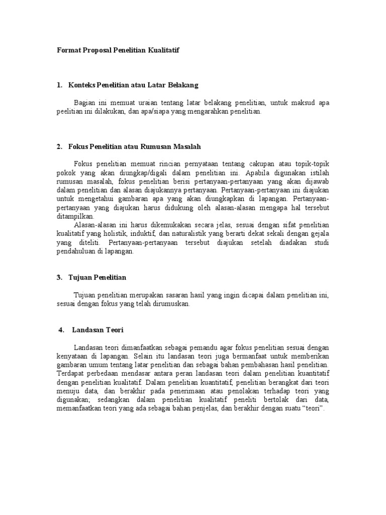 Format Proposal Penelitian Kualitatif Format Proposal Penelitian Kualitatif