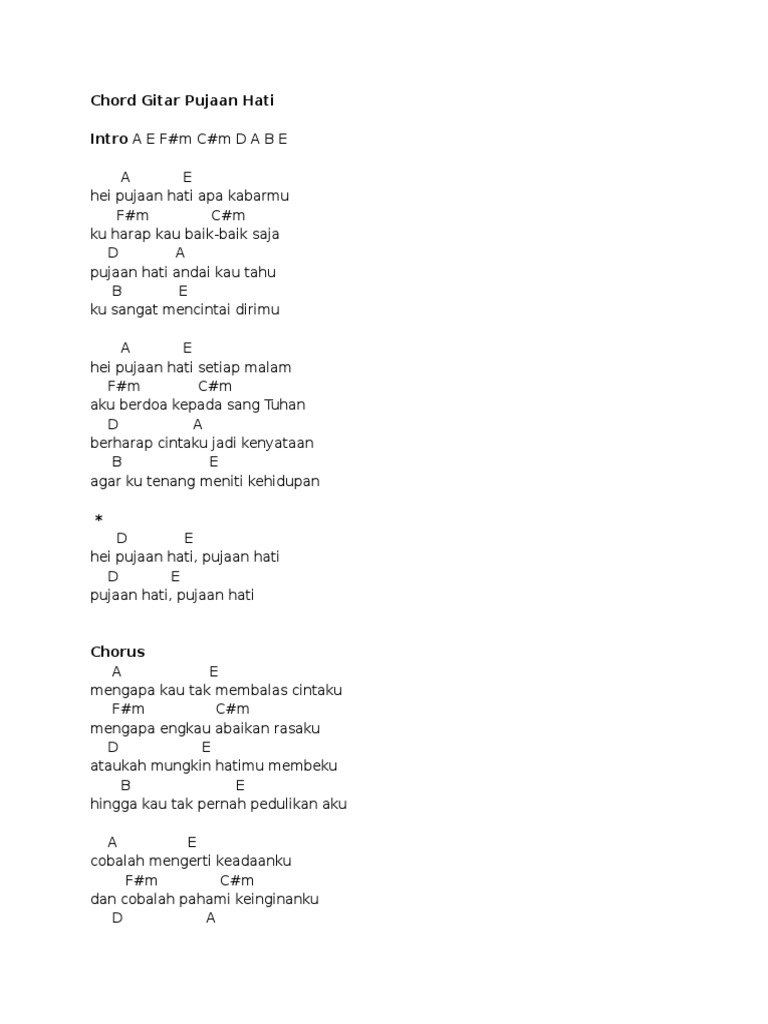 Chord Gitar Pujaan Hati Pdf