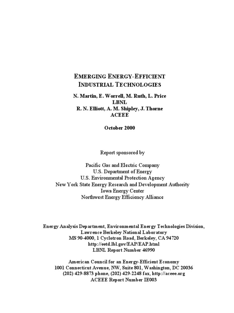 Emerging Energy Efficient Industrial Technologies | PDF | Efficient ...