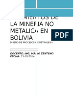 Yaciminetos de La Mineria No Metalica en Bolivia