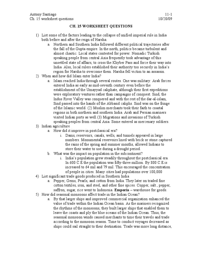 CH15 Study Guide | PDF | Southeast Asia | Sindh