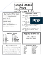 Week Of: February 9 - 13: Curriculum This Week Important Dates