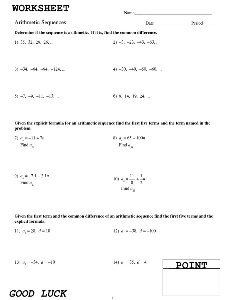 Arithmetic Sequences READY | PDF