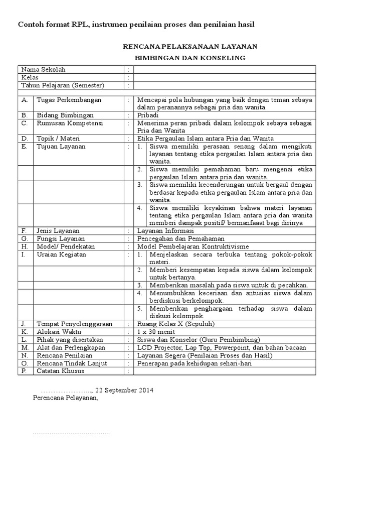 Contoh Format RPL | PDF | Karier & Perkembangan