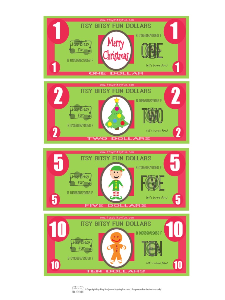 ONE TWO Five: Merry Christmas | PDF for Free Printable Christmas Play Money