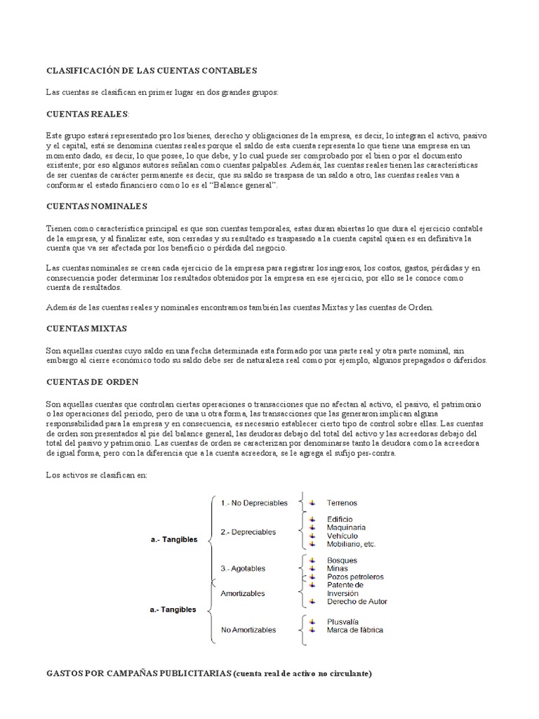 Clasificación de Las Cuentas Contables | PDF | Contabilidad | Costo
