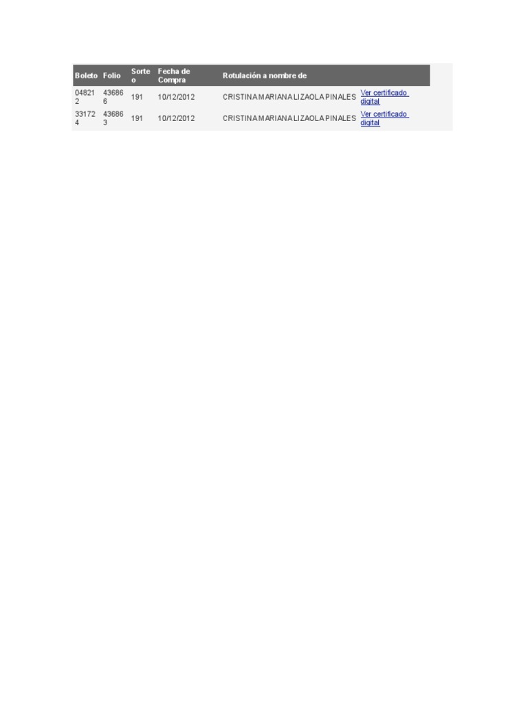 Boleto Sorteo Tec Digital 2012 | PDF