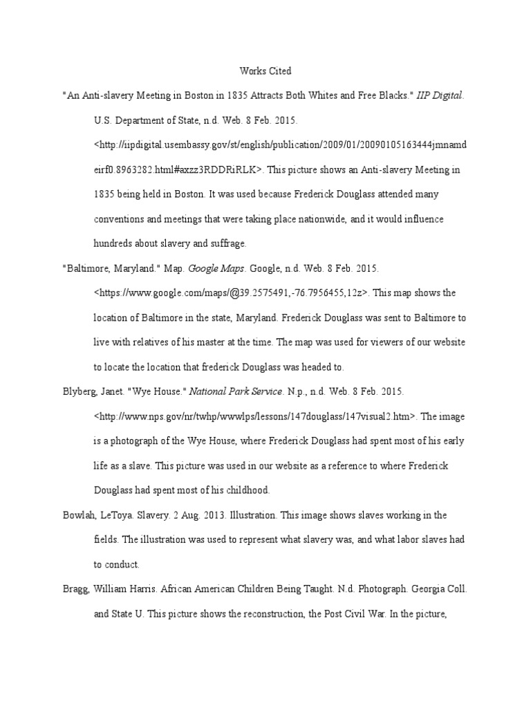 Annotated Bibliography Frederick Douglass