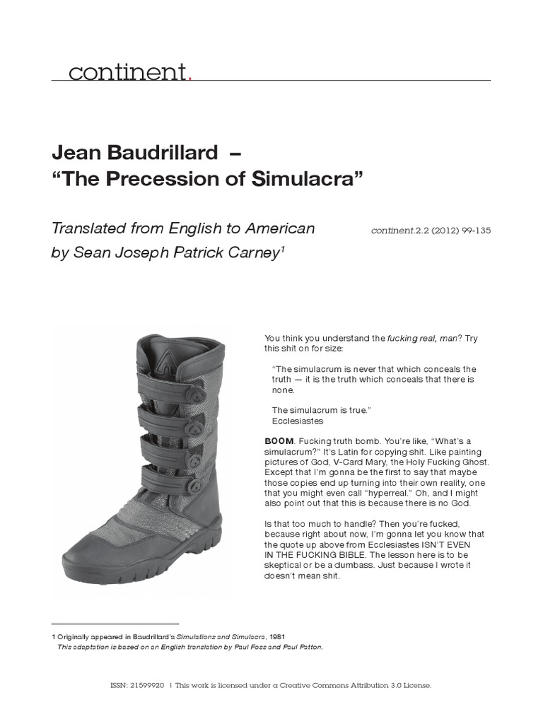 A look at the first page of Simulacra and Simulation