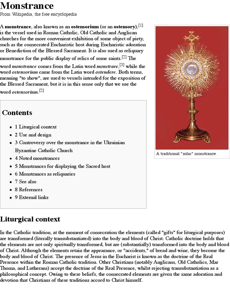 Monstrance - en.Wikipedia, The Free Encyclopedia (PDF) | Christian ...