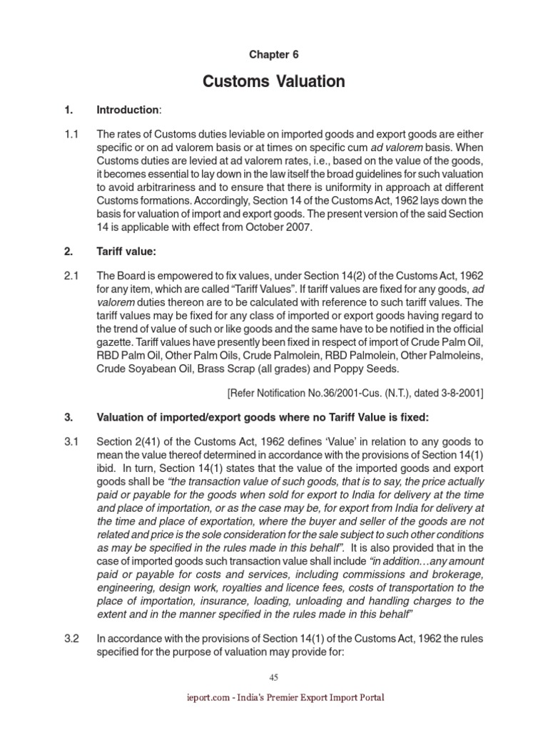 A Comprehensive Guide to Customs Valuation Under Indian Law | PDF ...