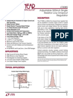 Features Description: LT3085 Adjustable 500ma Single Resistor Low Dropout Regulator