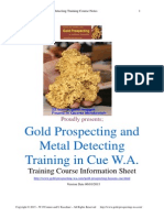 Gold Prospecting and Metal Detecting Training in Cue W.A.: Training Course Information Sheet