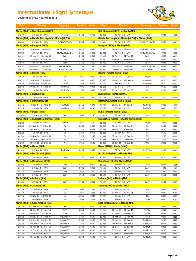 International Flight Schedule (112814) | PDF