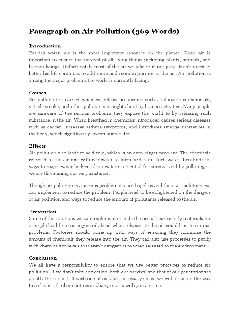 air pollution research title example