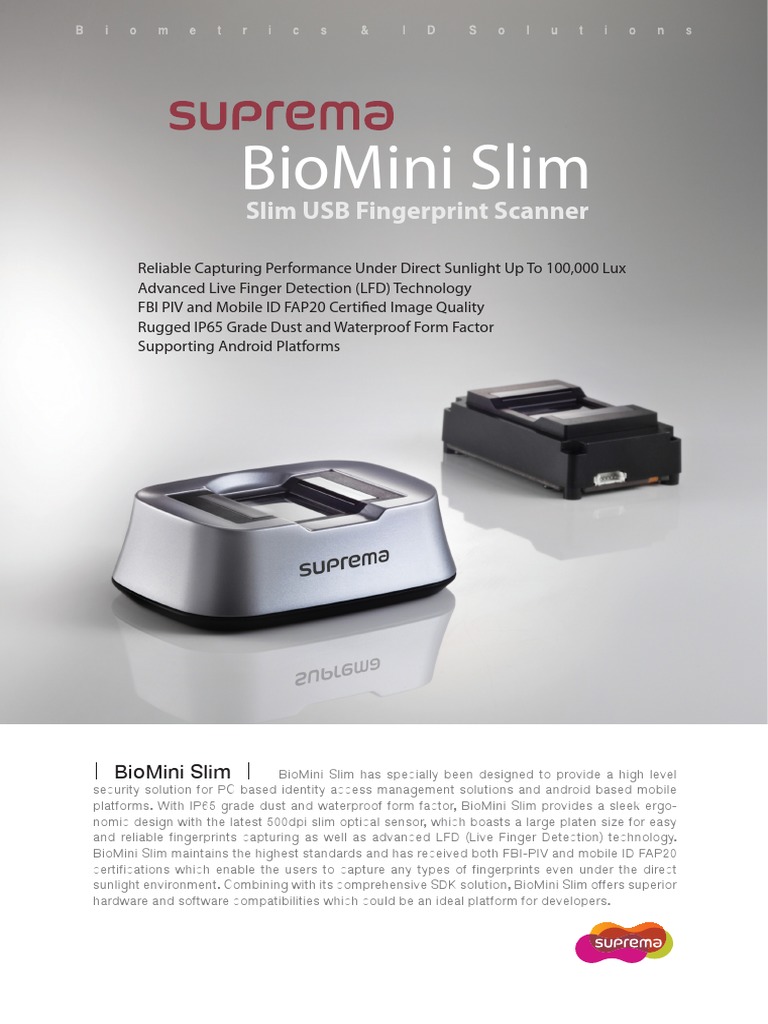 Biomini Slim: Slim Usb Fingerprint Scanner | PDF | Fingerprint | Image ...