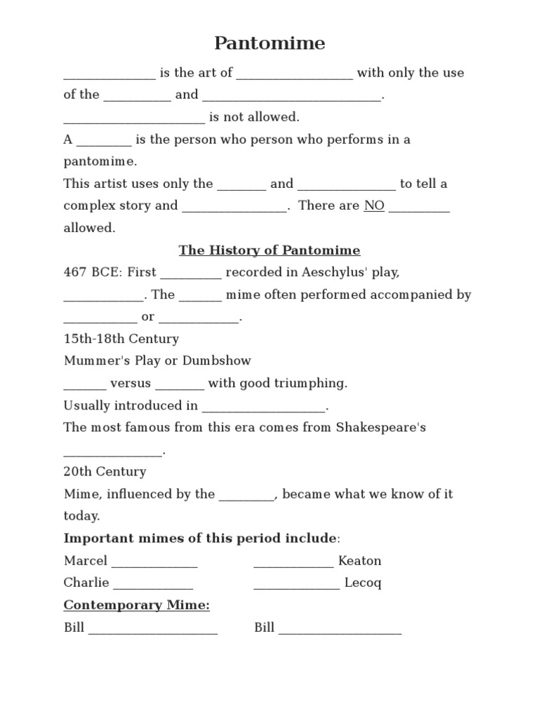 History and Art of Pantomime Performance | PDF | Art | General Fiction