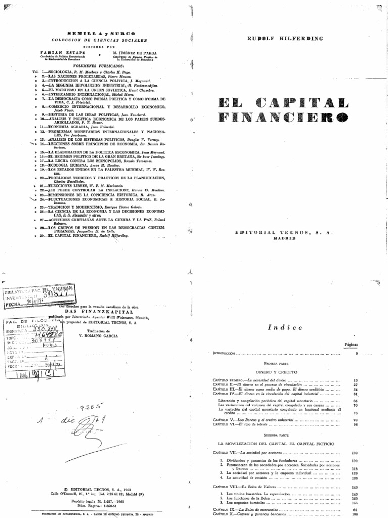 Xxx Full Sekase Bf - Hilferding, Rudolf - El Capital Financiero | PDF