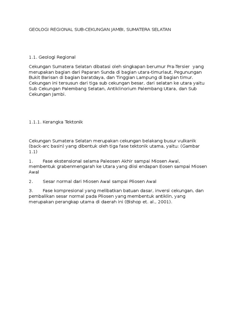 Geologi Regional Sumatera Selatan | PDF