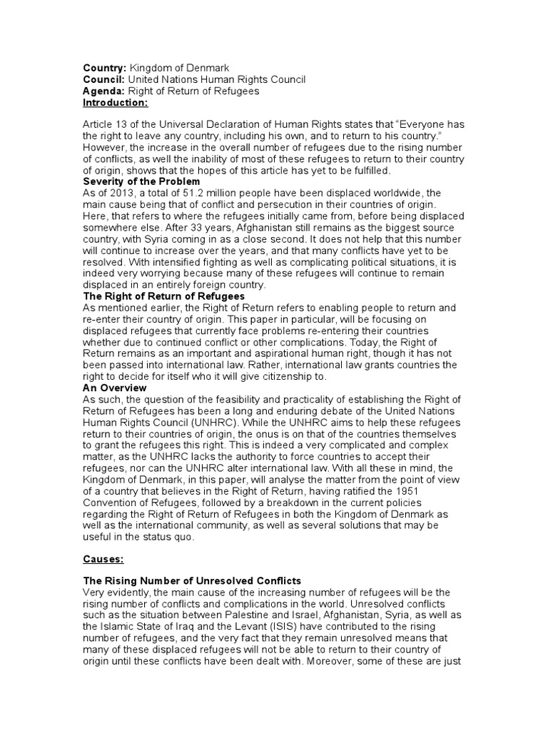 Mun Position Papers Unrwa Refugee