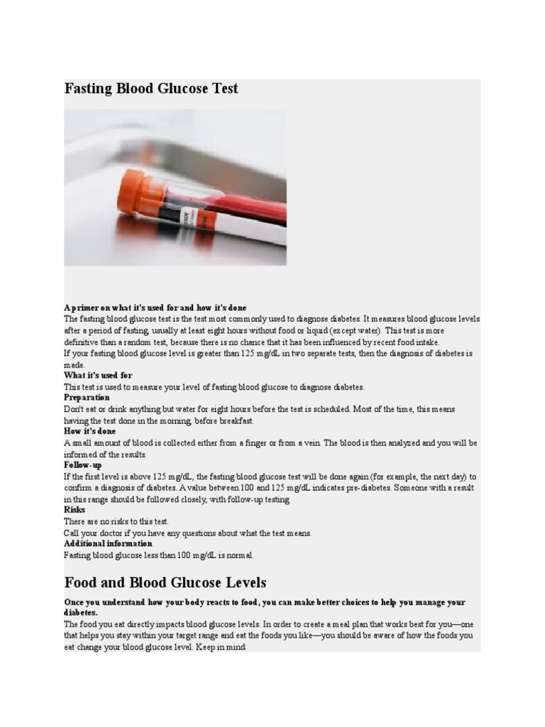 Fasting Blood Glucose Test PDF Blood Sugar Disorders Of Endocrine