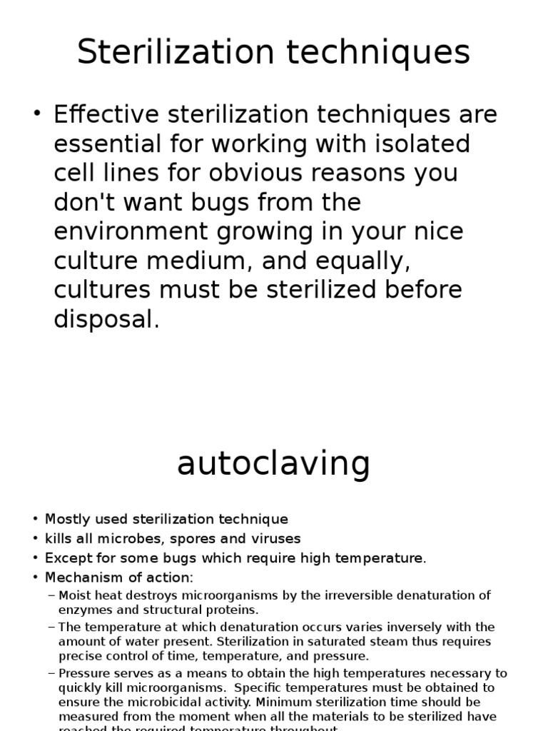 Overview of Sterilization Techniques | PDF | Sterilization ...