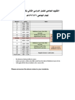 Week # Dates Note: Please Announce The Above Notes To Your Students