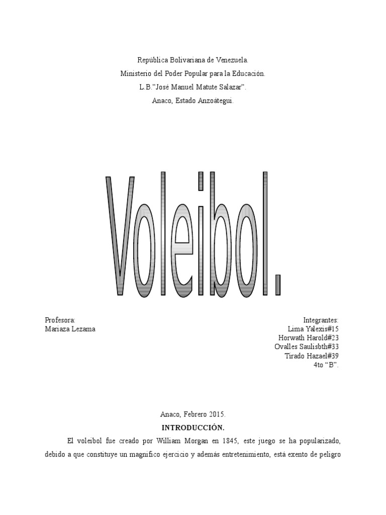 Reseña Histórica Del Voleibol Vóleibol Pelota