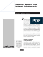 Reflexiones Didacticas Sobre La Historia de La Matematica