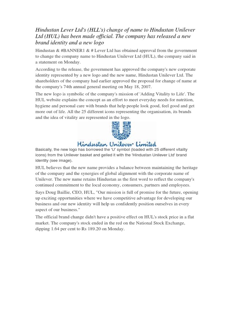 Hindustan Lever Ltd Brand Marketing