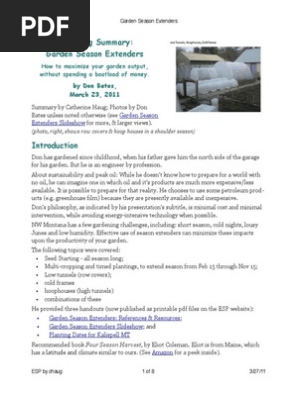 Garden Season Extenders Summary - How to Maximize your Garden Output, without Spending a Boatload of Money; Gardening Guidebook