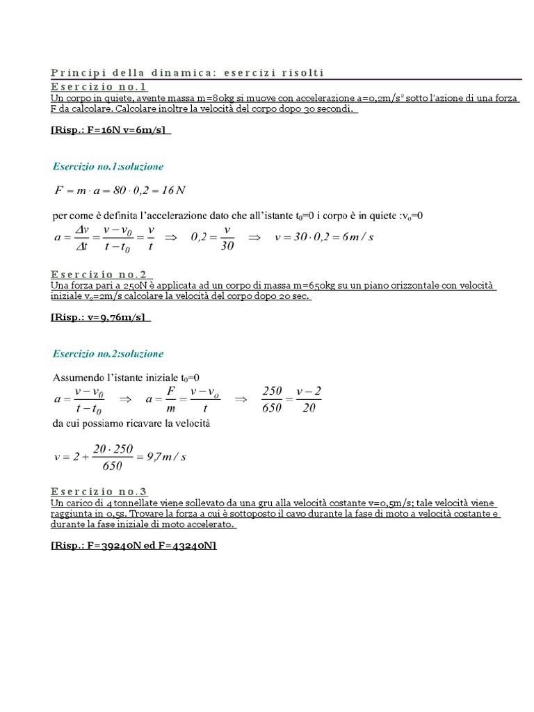 Applicazione Dei Principi Della Dinamica Pdf