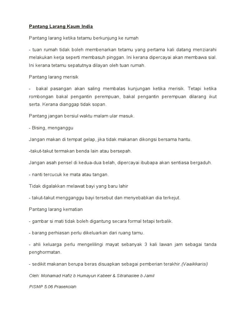 Pantang Larang Kaum India Pdf