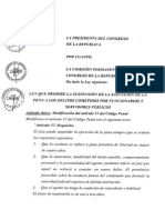 LEY QUE PROHÍBE LA SUSPENSIÓN DE LA EJECUCIÓN DE LA PENA A LOS DELITOS COMETIDOS POR FUNCIONARIOS Y SERVIDORES PÚBLICOS