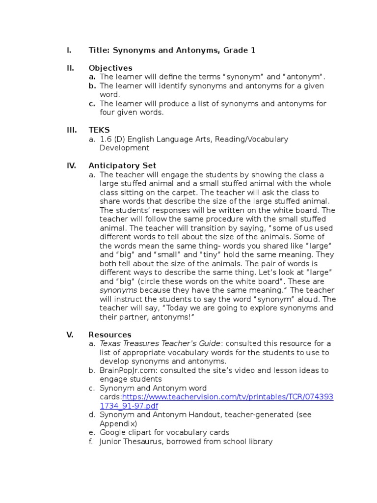 synonym and antonyms | Cognition | Psychology & Cognitive Science