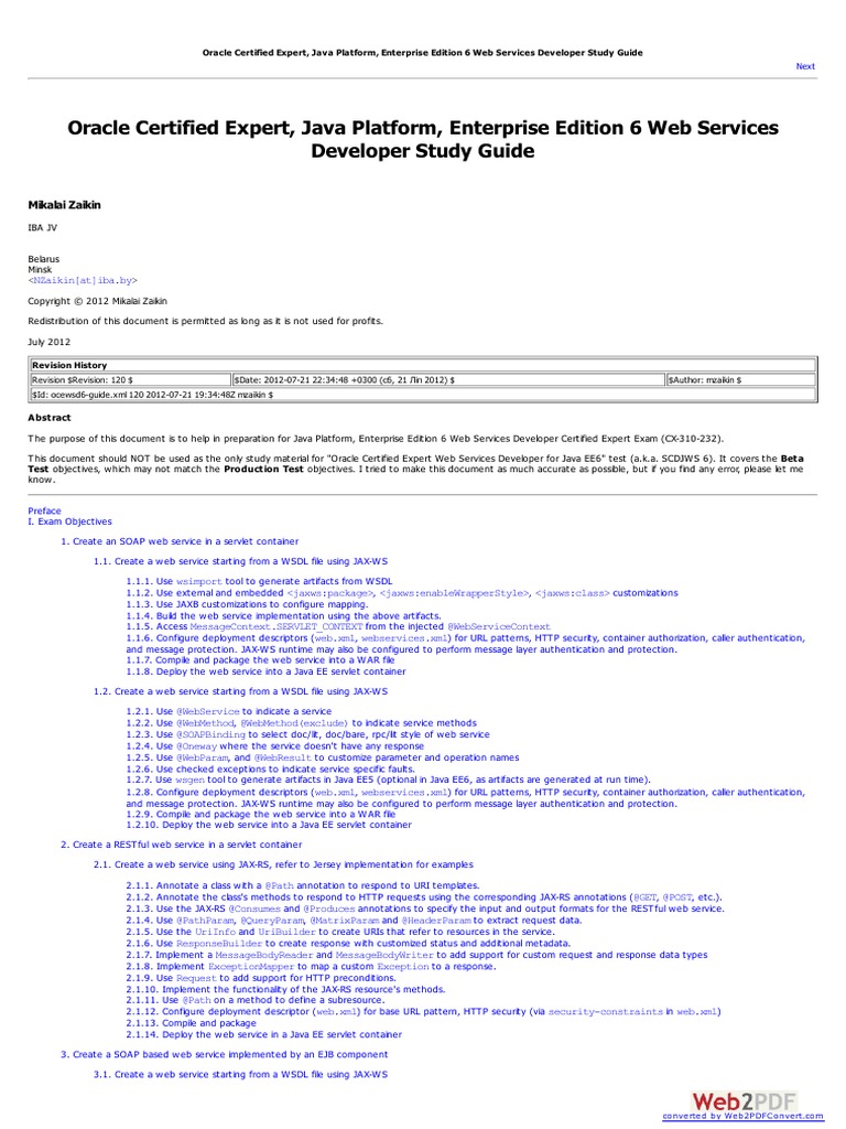 Oracle Certified Expert, Java Platform, Enterprise Edition 6 Web ...