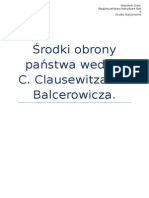 Środki Obrony Państwa Według C. Clausewitza I B. Balcerowicza