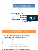 Direct Current (DC) : Content of DC Sources of DC Impact of Different Cell Connection