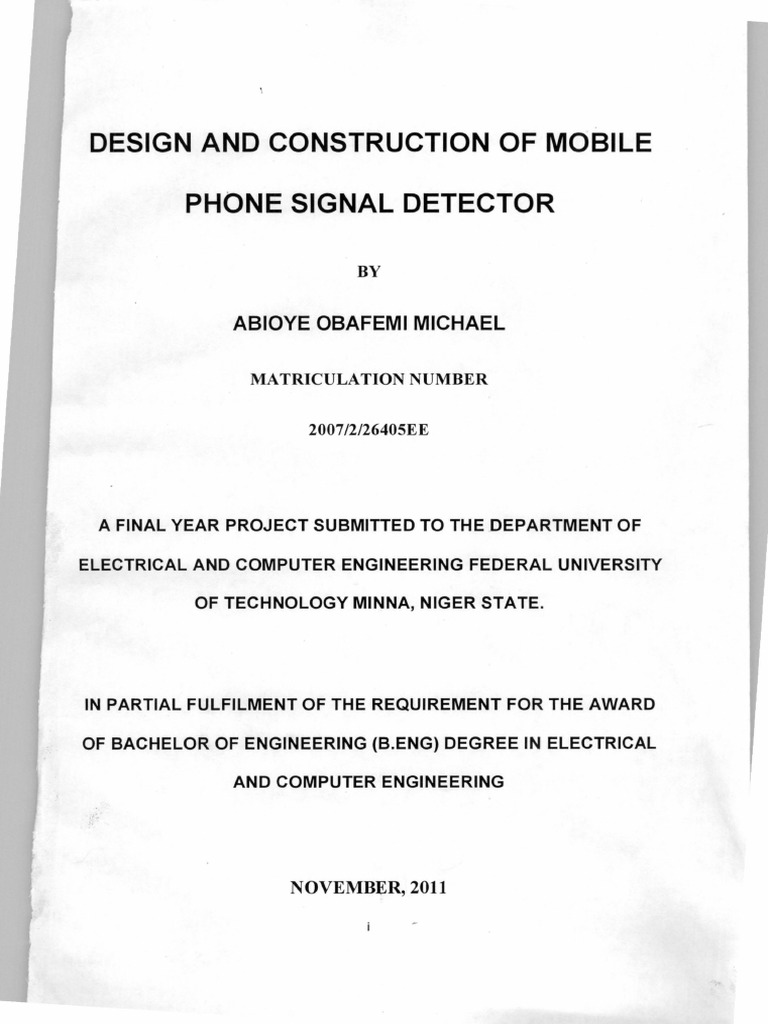 Design and Construction of Mobile Phone Signal Detector PDF | PDF ...