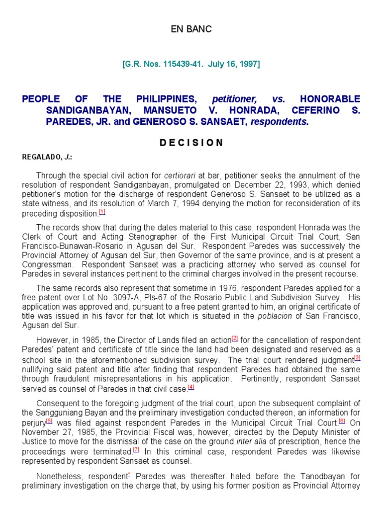 People of the philippines honorable sandiganbayan mansueto v honrada
