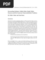 Reconciling Religion: Bulleh Shah, Ralph Waldo Emerson and The American Transcendentalist Tradition