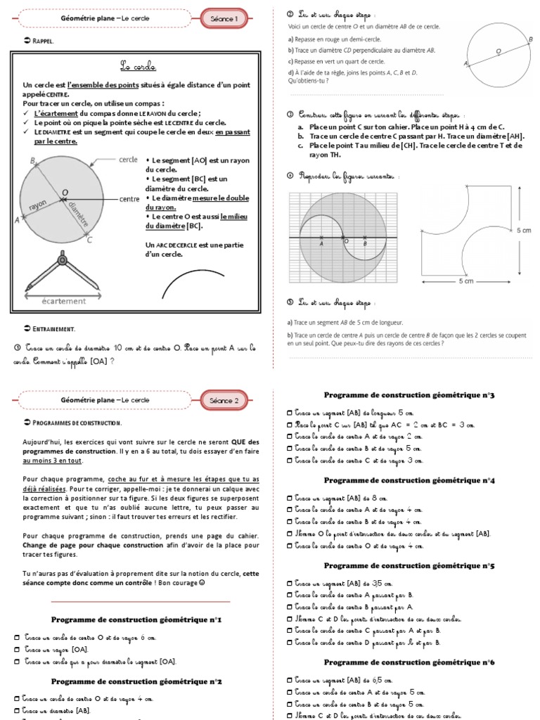 évaluation Cercle Cm2 Avec Correction Maths Le Cercle | PDF | Cercle | Rayon (géométrie)