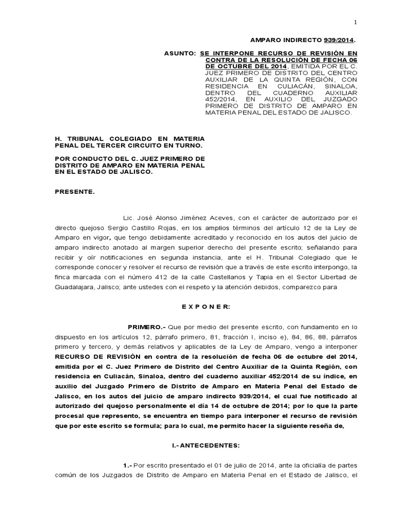Revisión Vs Sentencia Amparo | PDF | Constitución | Ley procesal